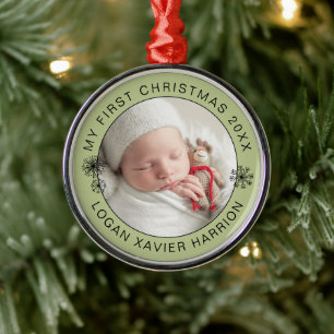 Baby's First Christmas Keepsake Photo Metal Tree Decoration