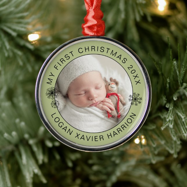 Baby's First Christmas Keepsake Photo Metal Tree Decoration (Tree)