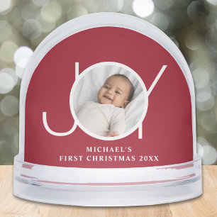 Baby's First Christmas Keepsake Photo Red  Snowglobe