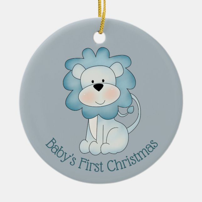 Baby's First Christmas - Lion  (baby boy) Ceramic Tree Decoration (Front)