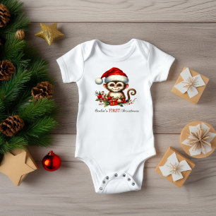 Baby's First Christmas Little Monkey Baby Bodysuit