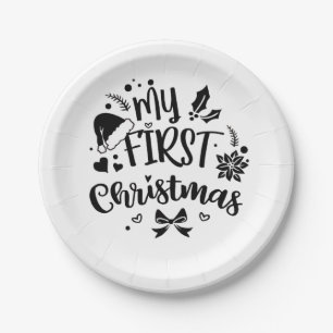 Baby's First Christmas Matching Family  Paper Plate