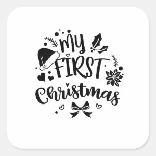 Baby's First Christmas Matching Family  Square Sticker