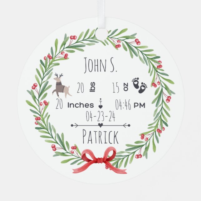 Baby's First Christmas Metal Ornament 2024 (Back)