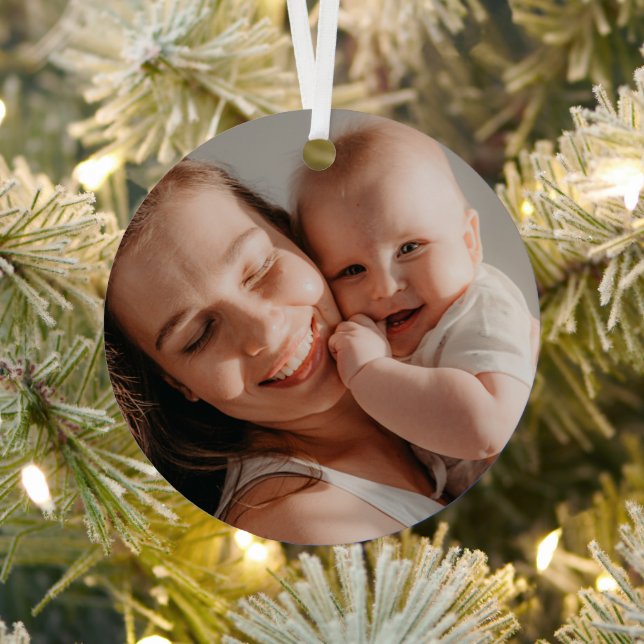 Baby's First Christmas Minimal  Photo  Metal Tree Decoration (Insitu)