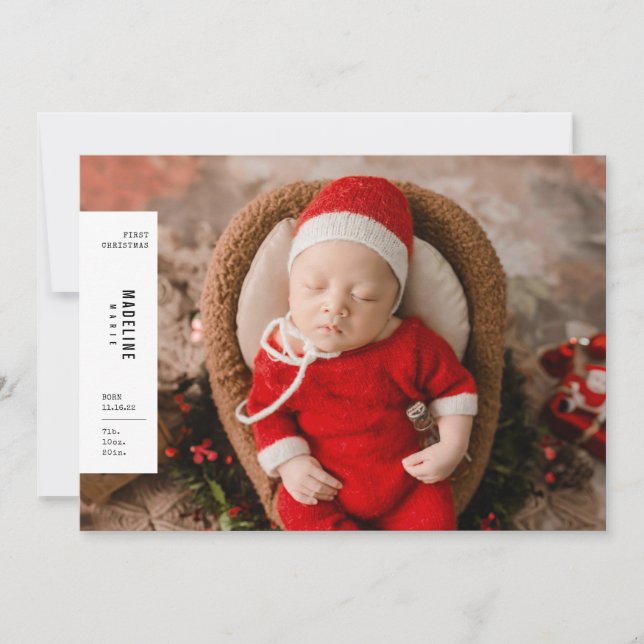 Baby's First Christmas Minimalist Aesthetic Photo Holiday Card (Front)