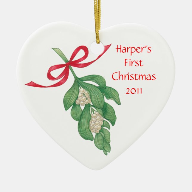 Baby's First Christmas~Mistletoe Ornament (Front)