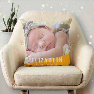 Baby's First Christmas Modern Chic Photo Year Cushion