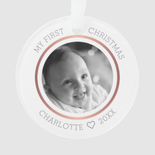 Baby's First Christmas Modern Elegant Photo Ornament