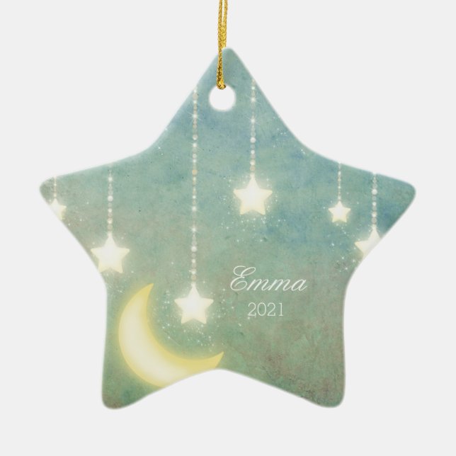 Baby's First Christmas Moon Stars Picture Ornament (Front)