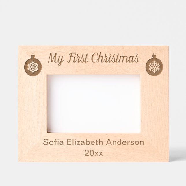 Baby's First Christmas & Name Year Ornaments Etched Frames (Front)