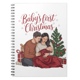 Babys First Christmas New Baby Holiday Couples  Notebook