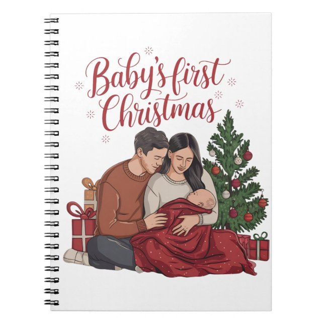 Babys First Christmas New Baby Holiday Couples  Notebook (Front)