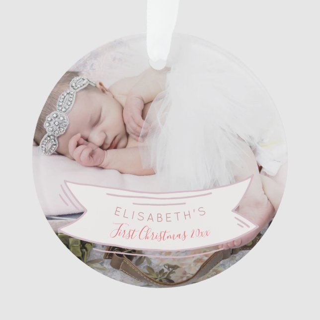 Baby's First Christmas newborn baby rustic photo Ornament (Front)