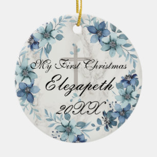 Baby's First Christmas Newborn Photo Ceramic Tree Decoration