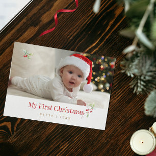 Babys First Christmas One Photo Holiday Card