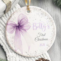 Baby's First Christmas Ornament Bow Coquette