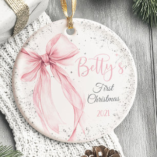 Baby's First Christmas Ornament Bow Coquette