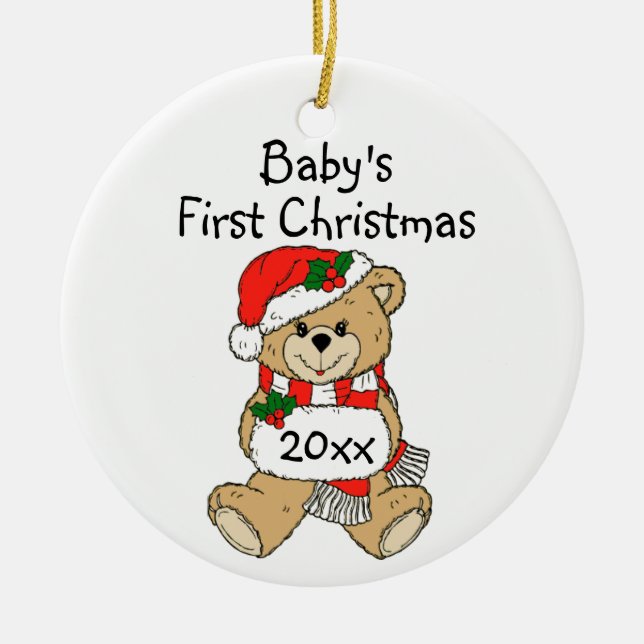 Baby's First Christmas Ornament. Ceramic Tree Decoration (Front)