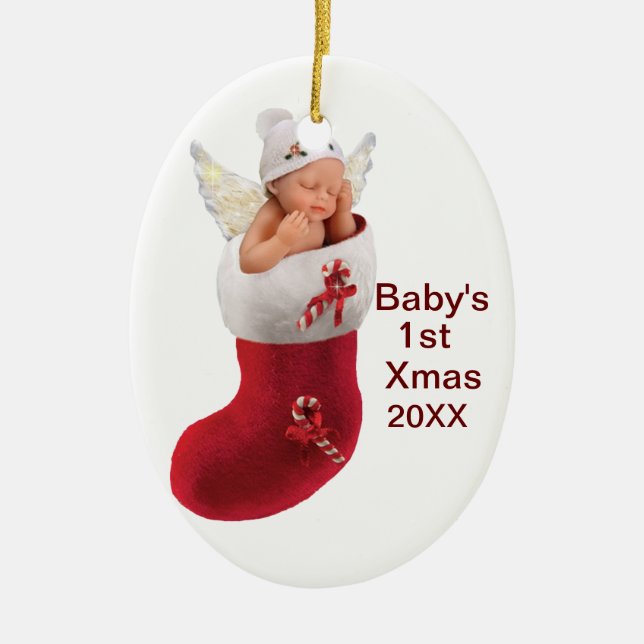 babys first christmas ornament - customisable (Front)