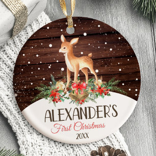 Baby's First Christmas Ornament Deer woodland