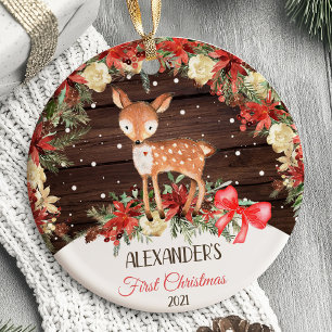 Baby's First Christmas Ornament Deer woodland