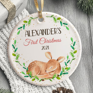 Baby's First Christmas Ornament Deer woodland