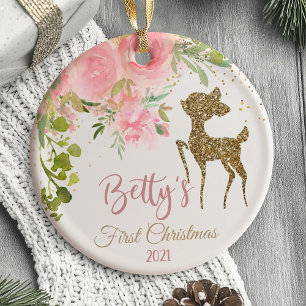Baby's First Christmas Ornament Deer Woodland