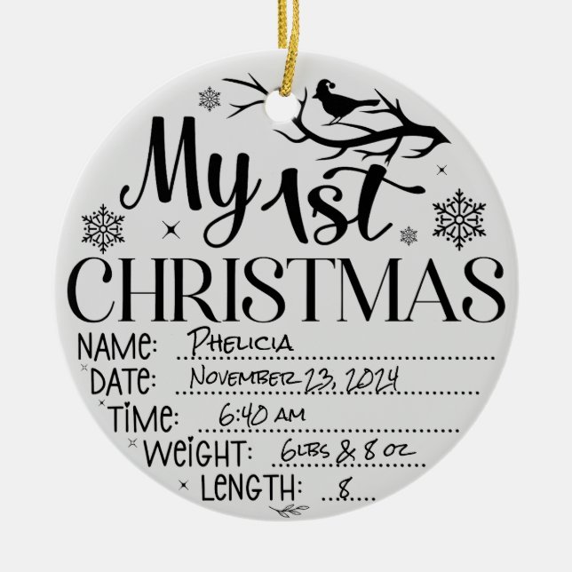 Baby's First Christmas Ornament - Personalised Kee (Front)