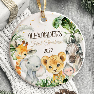 Baby's First Christmas Ornament Safari animals