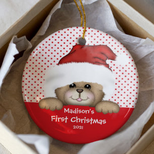 Baby's First Christmas Ornament Santa Bear