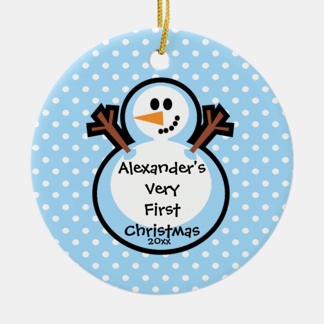 Baby's First Christmas Ornament Snowman Boy (Front)