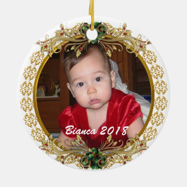 Baby's First Christmas ornament w photo (Back)