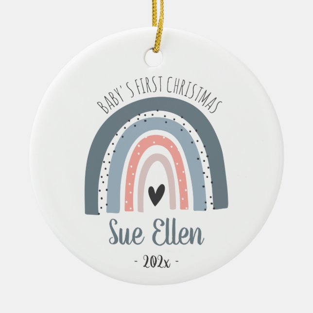 Baby's first Christmas ornament watercolor rainbow (Front)