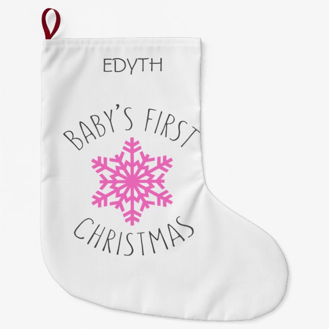 Baby's First Christmas - Personalise Name Large Christmas Stocking (Front)