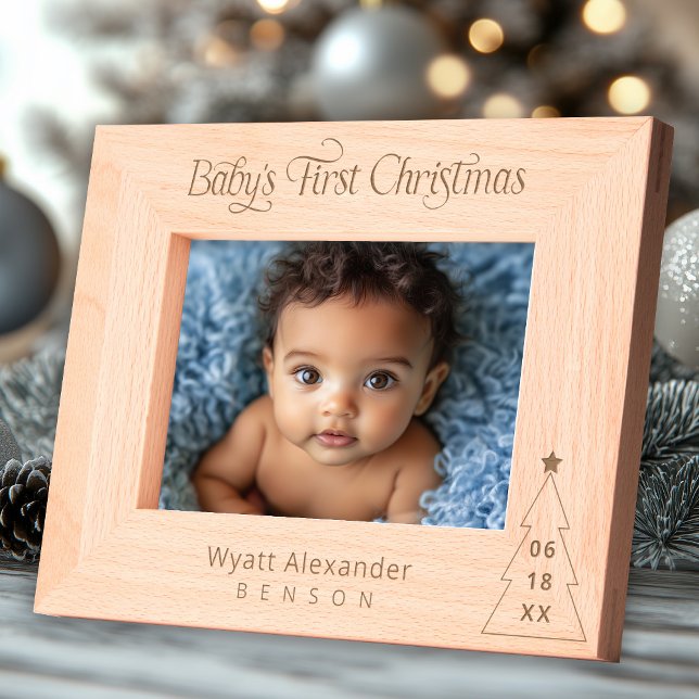 Baby's First Christmas Personalised  Etched Frames (Shown on a 7" x 5" Landscape frame (photo not included))