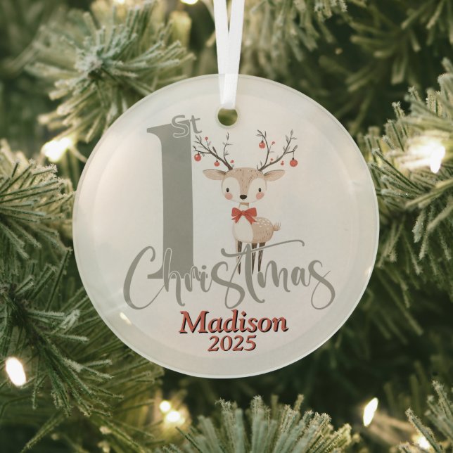 Baby's First Christmas Personalised Glass Tree Decoration (Insitu)