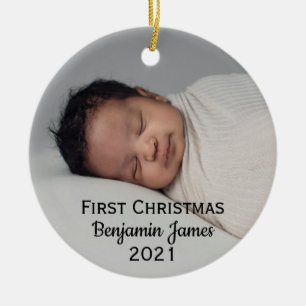 Babys First Christmas Personalised Modern Ceramic Tree Decoration