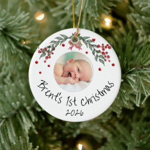 Baby's First Christmas Personalised Photo Ceramic Tree Decoration