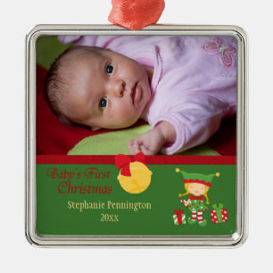 Baby's first christmas personalised photo ornament