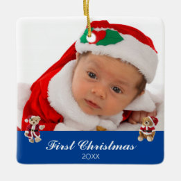Baby's First Christmas Personalised Square Ceramic Ornament