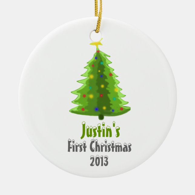 Baby's First Christmas Personalised Tree Ornament (Front)