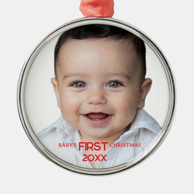 Baby's First Christmas Personalized Metal Tree Decoration (Front)