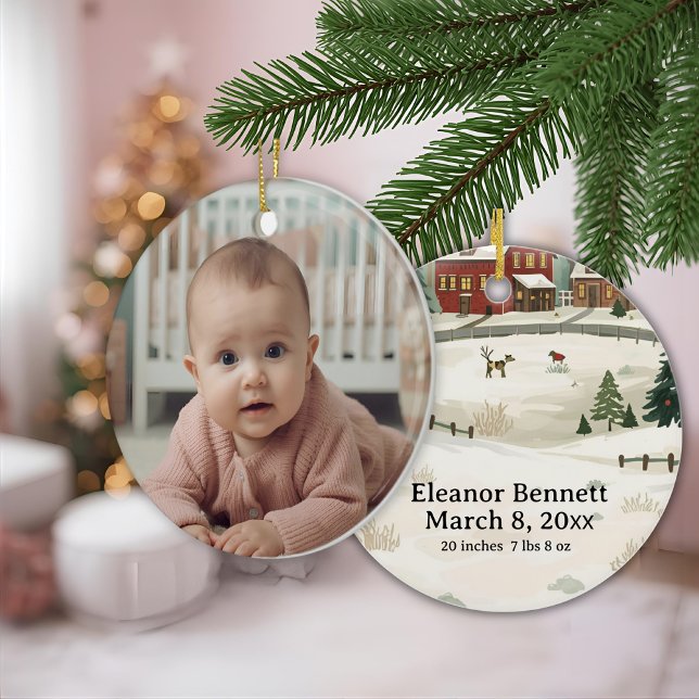 Baby's First Christmas Personalized with Photo Ceramic Tree Decoration (Creator Uploaded)