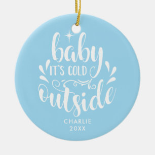 Baby's First Christmas Photo Baby Boy Blue Ceramic Tree Decoration