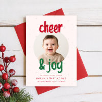 Baby's First Christmas Photo Birth Announcement