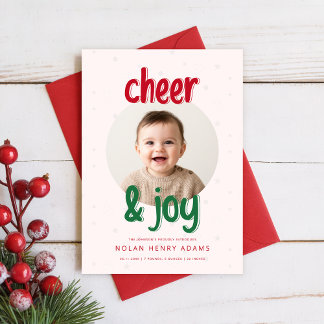 Baby's First Christmas Photo Birth Announcement
