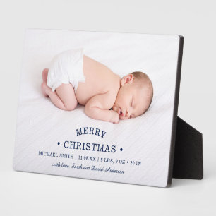 Baby's First Christmas Photo Birth Announcement Plaque
