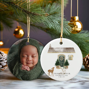 Baby's First Christmas Photo Birth Stats Ceramic Tree Decoration