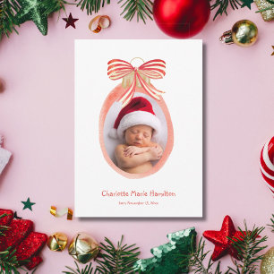 Baby's First Christmas Photo Card Red Ornament